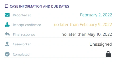 Case Information and Due Dates