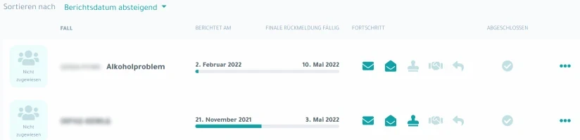 Listendarstellung eines Falls